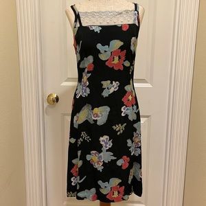 Pretty floral printed black dress